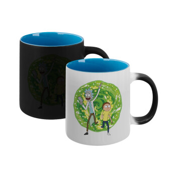 Rick and Morty, Κούπα Μαγική εσωτερικό μπλε, κεραμική 330ml που αλλάζει χρώμα με το ζεστό ρόφημα