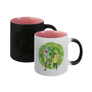 Rick and Morty, Κούπα Μαγική εσωτερικό ΡΟΖ, κεραμική 330ml που αλλάζει χρώμα με το ζεστό ρόφημα