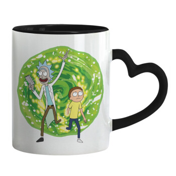 Rick and Morty, Mug heart black handle, ceramic, 330ml
