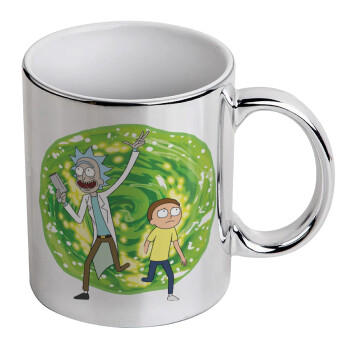 Rick and Morty, Κούπα κεραμική, ασημένια καθρέπτης, 330ml