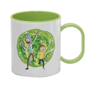 Rick and Morty, Κούπα (πλαστική) (BPA-FREE) Polymer Πράσινη για παιδιά, 330ml