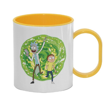 Rick and Morty, Κούπα (πλαστική) (BPA-FREE) Polymer Κίτρινη για παιδιά, 330ml