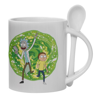 Rick and Morty, Ceramic coffee mug with Spoon, 330ml (1pcs)
