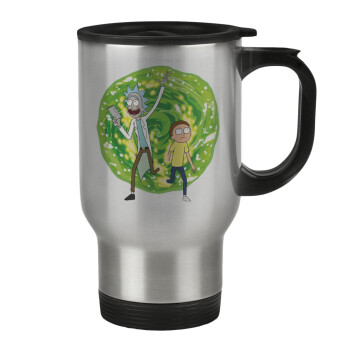 Rick and Morty, Stainless steel travel mug with lid, double wall 450ml