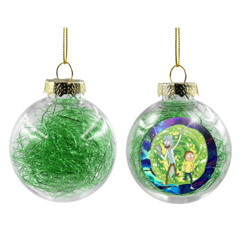 Rick and Morty, Χριστουγεννιάτικη μπάλα δένδρου διάφανη με πράσινο γέμισμα 8cm