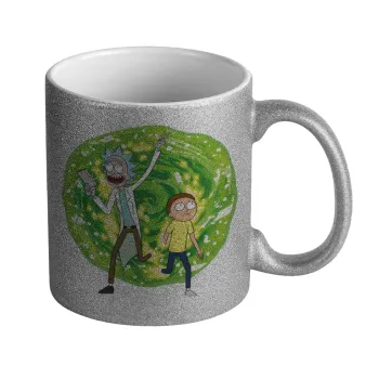 Rick and Morty, Κούπα Ασημένια Glitter που γυαλίζει, κεραμική, 330ml