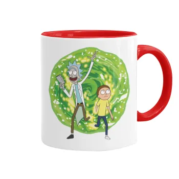 Rick and Morty, Κούπα χρωματιστή κόκκινη, κεραμική, 330ml