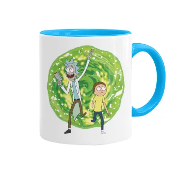 Rick and Morty, Κούπα χρωματιστή γαλάζια, κεραμική, 330ml