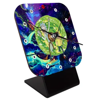 Rick and Morty, Επιτραπέζιο ρολόι ξύλινο με δείκτες (10cm)