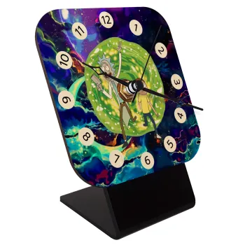 Rick and Morty, Επιτραπέζιο ρολόι σε φυσικό ξύλο (10cm)