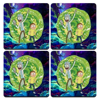 Rick and Morty, ΣΕΤ 4 Σουβέρ ξύλινα τετράγωνα (9cm)
