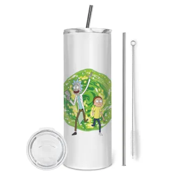 Rick and Morty, Tumbler stainless steel 600ml, with metal straw & cleaning brush