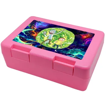 Rick and Morty, Παιδικό δοχείο κολατσιού ΡΟΖ 185x128x65mm (BPA free πλαστικό)