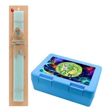 Rick and Morty, Easter Set, children's snack container BLUE & Easter aromatic flat candle (30cm) (TURQUOISE)