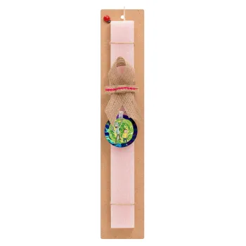 Rick and Morty, Πασχαλινή Λαμπάδα με ξύλινο μπρελόκ & κερί αρωματικό πλακέ (30cm) (ΡΟΖ)