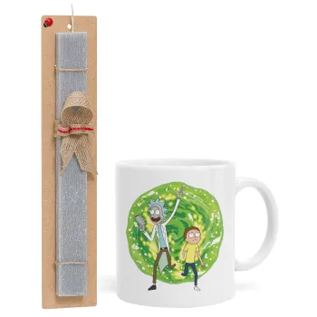 Rick and Morty, Easter Set, Ceramic Cup (330ml) & Easter aromatic flat candle (30cm) (GRAY)