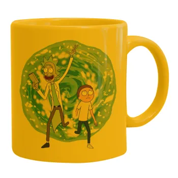 Rick and Morty, Κούπα, κεραμική κίτρινη, 330ml