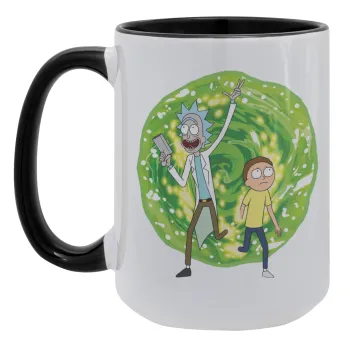 Rick and Morty, Κούπα Mega 15oz, κεραμική Μαύρη, 450ml