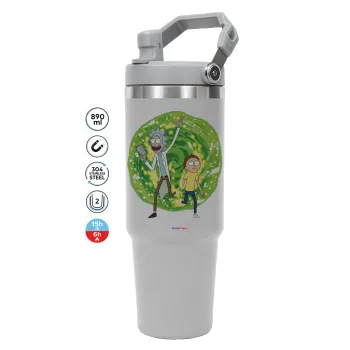 Rick and Morty, GREY color, 890ml (30oz) stainless Steel Tumbler with Handle