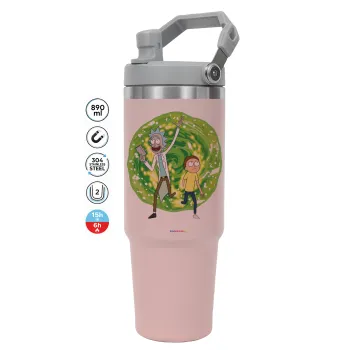 Rick and Morty, Pink color, 890ml (30oz) stainless Steel Tumbler with Handle