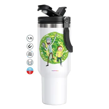 Rick and Morty, Mega Stainless steel Tumbler with lid, double wall 1,2L