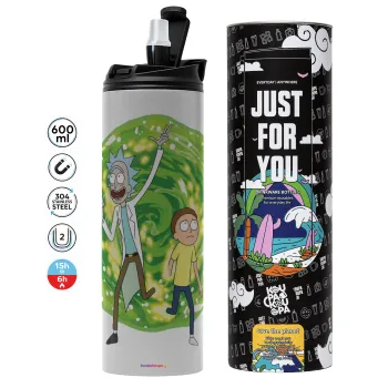 Rick and Morty, Tumbler stainless steel GREY 600ml