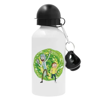 Rick and Morty, Metal water bottle, White, aluminum 500ml