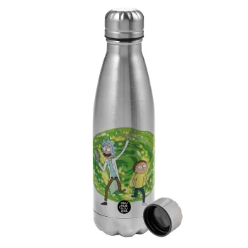 Rick and Morty, Metallic water bottle, stainless steel, 750ml