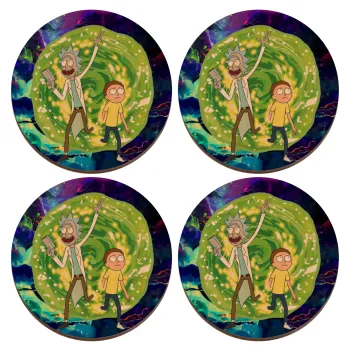Rick and Morty, ΣΕΤ x4 Σουβέρ ξύλινα στρογγυλά plywood (9cm)