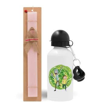 Rick and Morty, Easter Set, metallic aluminum bottle (500ml) & aromatic flat Easter candle (30cm) (PINK)