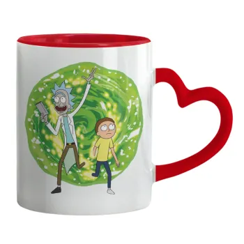 Rick and Morty, Mug heart red handle, ceramic, 330ml