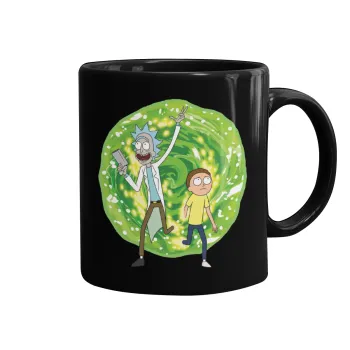 Rick and Morty, Κούπα Μαύρη, κεραμική, 330ml