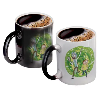 Rick and Morty, Color changing magic Mug, ceramic, 330ml when adding hot liquid inside, the black colour desappears (1 pcs)