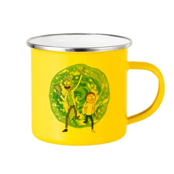 Rick and Morty, Κούπα Μεταλλική εμαγιέ Κίτρινη 360ml