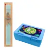Easter Set, children's snack container BLUE & Easter aromatic flat candle (30cm) (TURQUOISE)