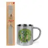 Easter Set, metallic thermal cup (300ml) & Easter aromatic flat candle (30cm) (GRAY)