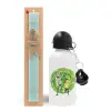 Easter Set, metallic aluminum water bottle (500ml) & scented flat candle (30cm) (TURQUOISE)