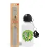 Easter Set, metallic aluminum water bottle (500ml) & aromatic flat Easter candle (30cm) (GRAY)