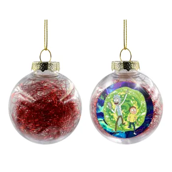 Rick and Morty, Transparent Christmas tree ball ornament with red filling 8cm