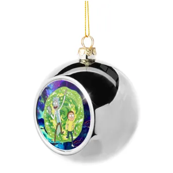 Rick and Morty, Στολίδι Χριστουγεννιάτικη μπάλα δένδρου Ασημένια 8cm