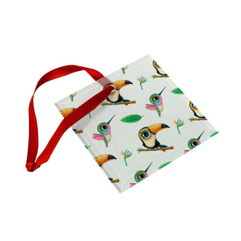 Toucan, Στολίδι Χριστουγεννιάτικο στολίδι γυάλινο τετράγωνο 9x9cm