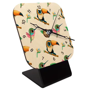 Toucan, Επιτραπέζιο ρολόι σε φυσικό ξύλο (10cm)