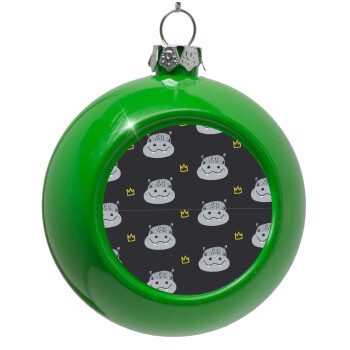 Hippo, Green Christmas tree ornament bauble 8cm