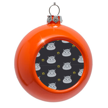 Hippo, Orange Christmas tree ornament bauble 8cm