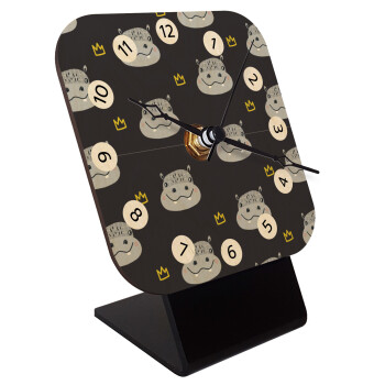 Hippo, Quartz Table clock in natural wood (10cm)