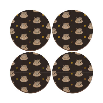 Hippo, ΣΕΤ x4 Σουβέρ ξύλινα στρογγυλά plywood (9cm)