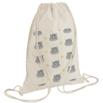 Hippo, Backpack bag GYMBAG natural (28x40cm)