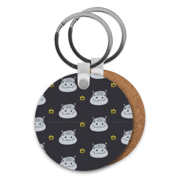 Hippo, Μπρελόκ Ξύλινο στρογγυλό MDF Φ5cm