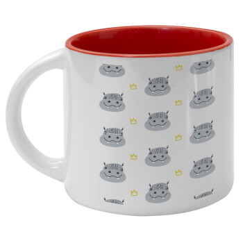 Hippo, Κούπα κεραμική 400ml Λευκή/Κόκκινη