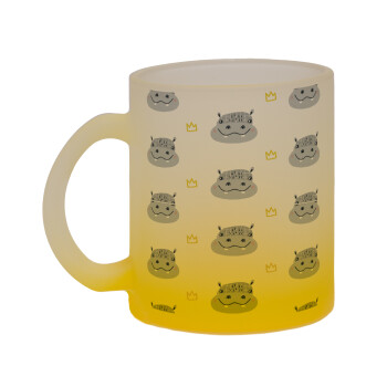 Hippo, Κούπα γυάλινη δίχρωμη με βάση το κίτρινο ματ, 330ml